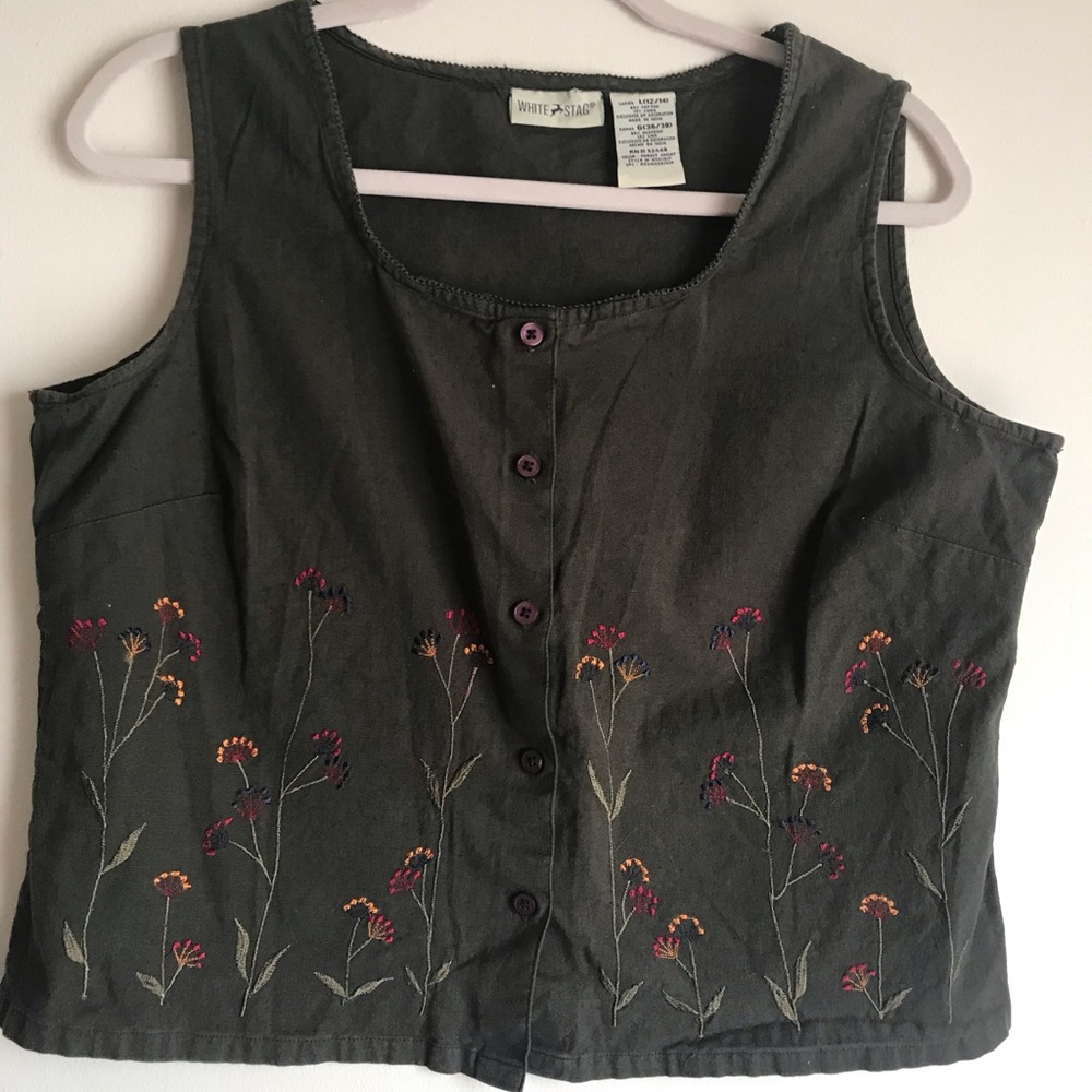 Embroidered green vest